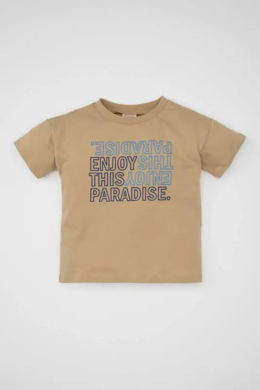 Baby Boy Bike Neck Printed Short Sleeve T-Shirt C3995A524SM - DEFACTO