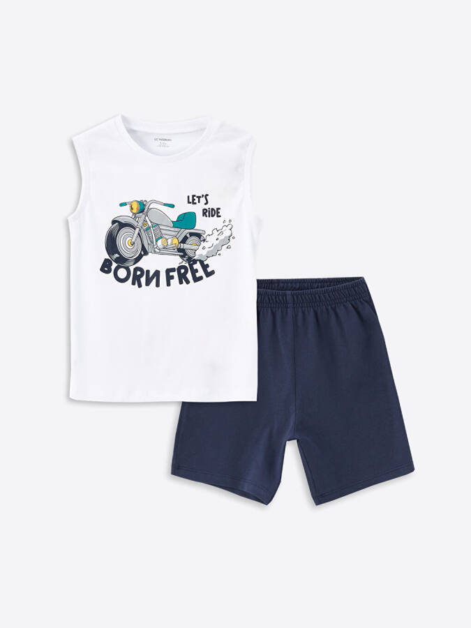 Baby Boy Bike Neck Printed T-Shirt and Shorts 2 Piece Set - 6