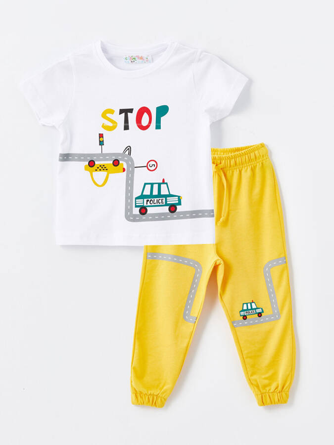 Baby Boy Bike Neck T-shirt and Sweatpants - 1