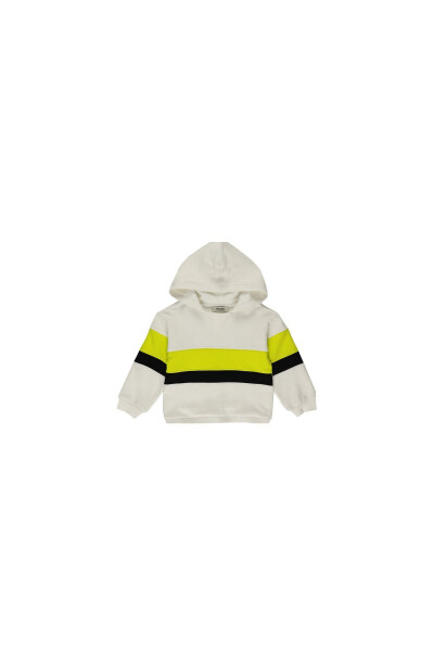 Baby Boy Block Color Hooded Ecru Sweatshirt - 7