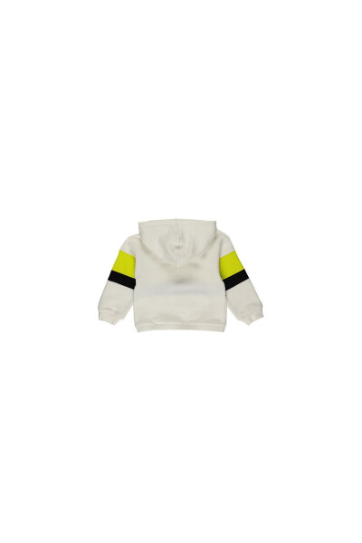 Baby Boy Block Color Hooded Ecru Sweatshirt - 8