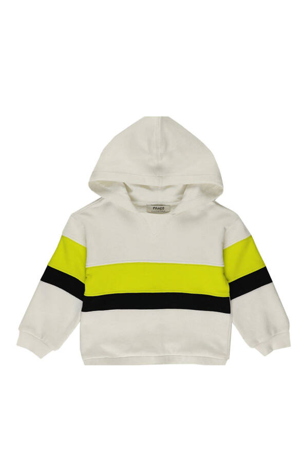 Baby Boy Block Color Hooded Ecru Sweatshirt - 1