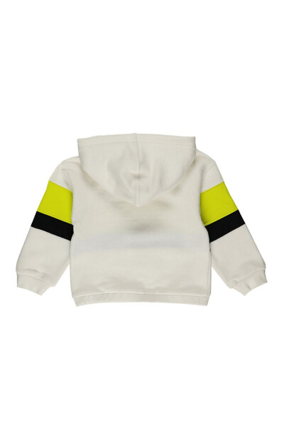 Baby Boy Block Color Hooded Ecru Sweatshirt - 2