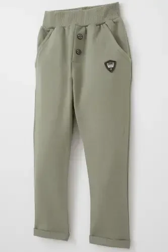 Baby Boy Bottom Button Detailed Crested Pocket 9 Months-3 Years, Khaki Green-Khaki Green - 3