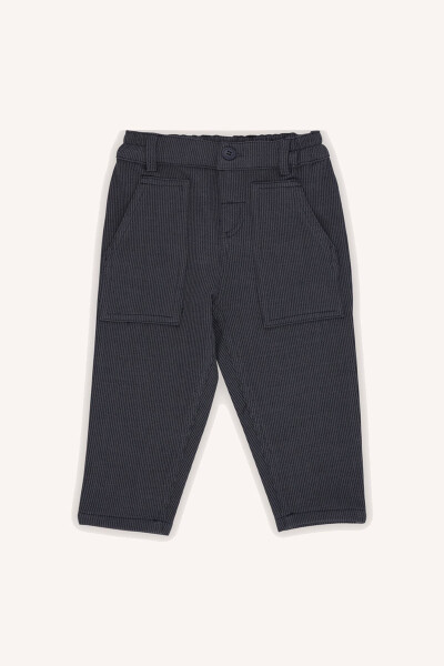 Baby Boy Buttoned Navy Blue Trousers - PANÇO