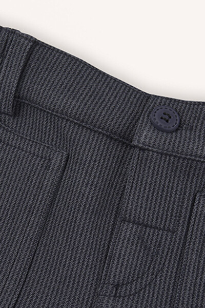 Baby Boy Buttoned Navy Blue Trousers - 3