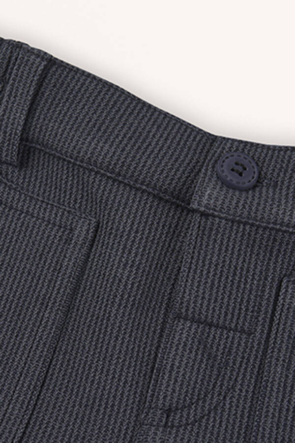 Baby Boy Buttoned Navy Blue Trousers - 3