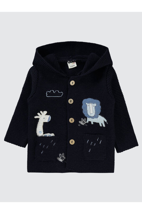 Baby boy cardigan, 6-18 months, navy blue - 1