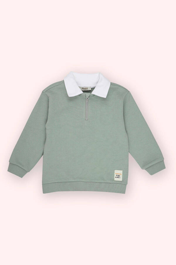 Baby Boy Collared Green Sweatshirt - 1