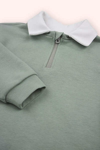 Baby Boy Collared Green Sweatshirt - PANÇO (1)