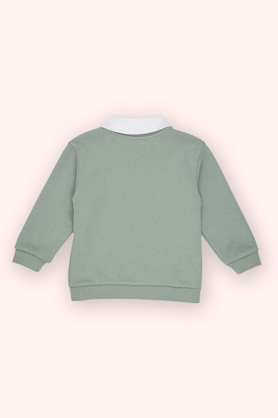 Baby Boy Collared Green Sweatshirt - 3
