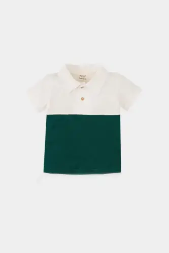 Baby Boy Color Block Pique Short Sleeve Polo Shirt - 1