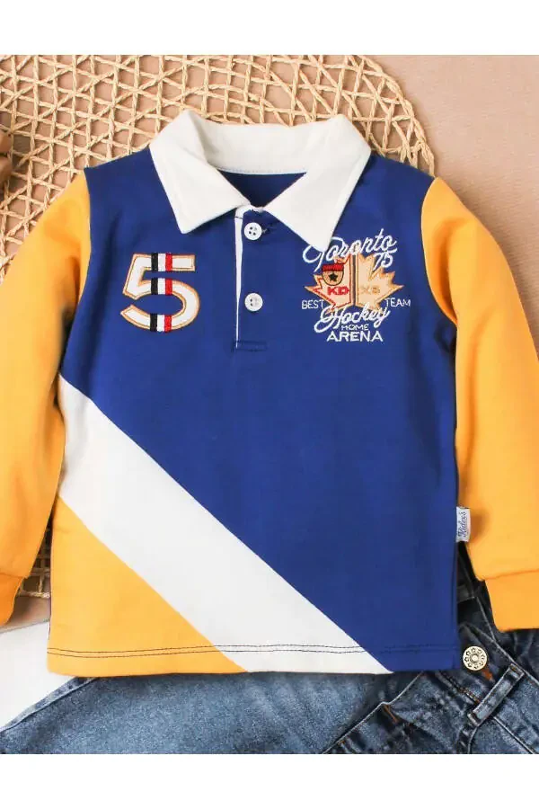 Baby Boy Cotton Polo Set Pants Top Double Set Wedding Birthday Engagement Wedding Holiday - 2