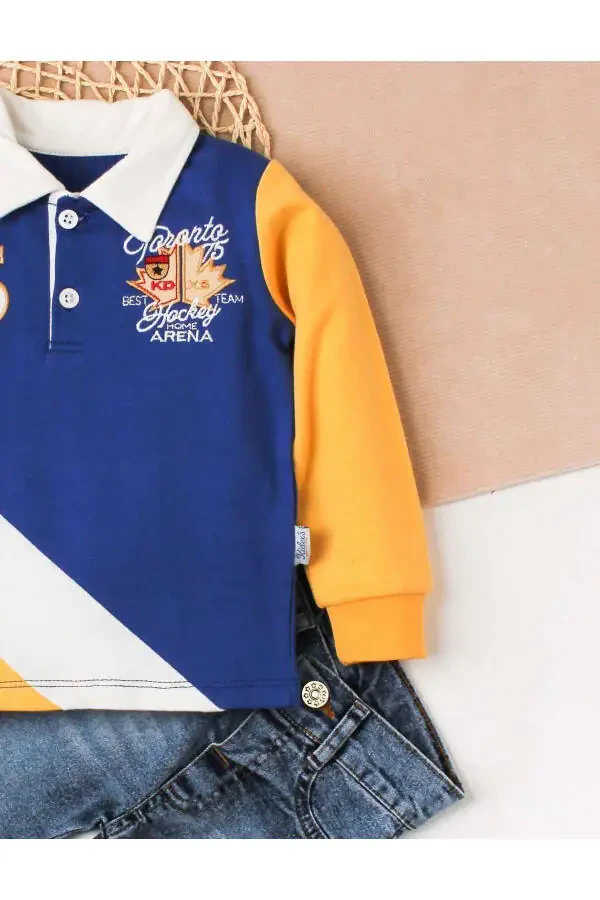 Baby Boy Cotton Polo Set Pants Top Double Set Wedding Birthday Engagement Wedding Holiday - 3