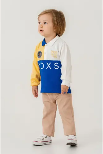 Baby Boy Cotton Polo Set Pants Top Outfit Wedding Birthday Engagement Christening Eid-Blue - 4
