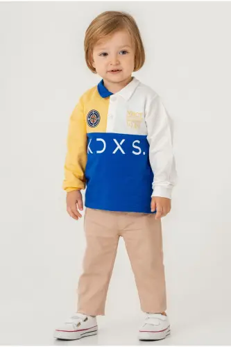 Baby Boy Cotton Polo Set Pants Top Outfit Wedding Birthday Engagement Christening Eid-Blue 