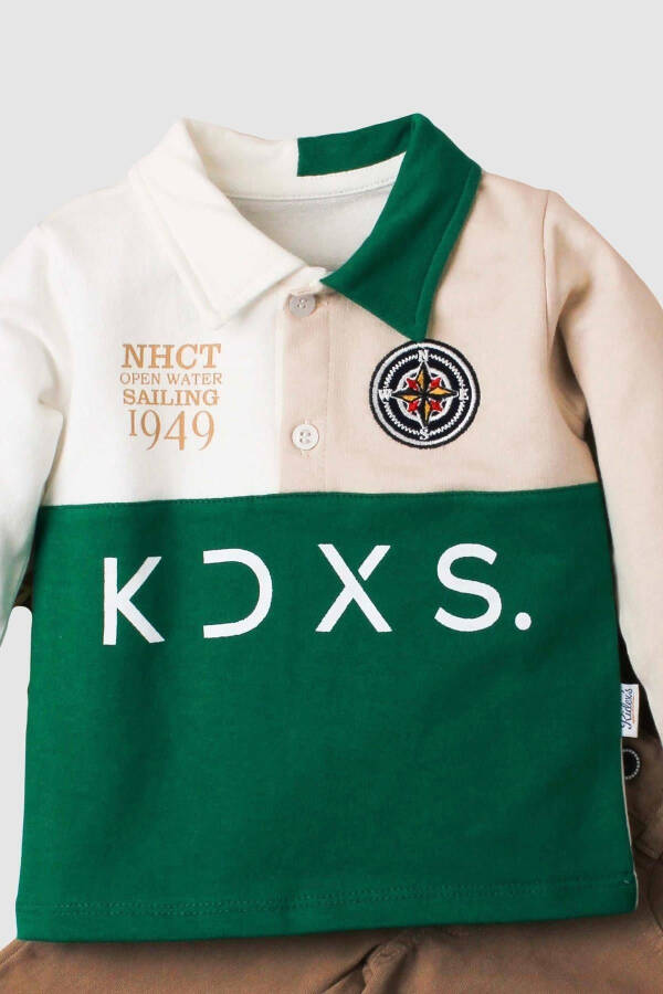 Baby Boy Cotton Polo Set Pants Top Two-Piece Set Wedding Birthday Engagement Wedding Holiday - 2