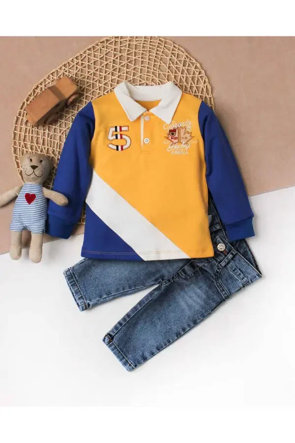 Baby Boy Cotton Polo Suit Pants Top Two-Piece Suit Wedding Birthday Engagement Wedding Holiday - 1
