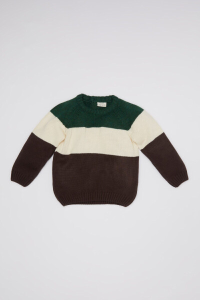 Baby Boy Crew Neck Color Block Sweater A3850A524WN - 1