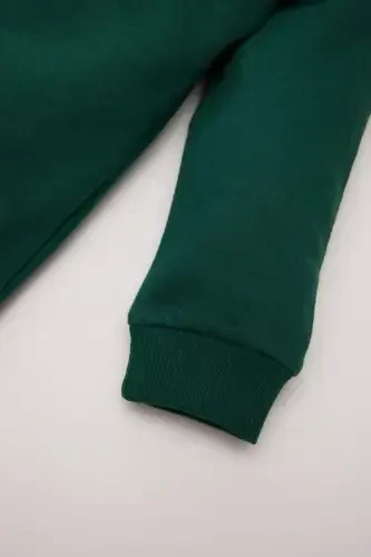 Baby Boy Crew Neck Soft Fluffy Lined Sweatshirt A7433A524WN-Green - 3