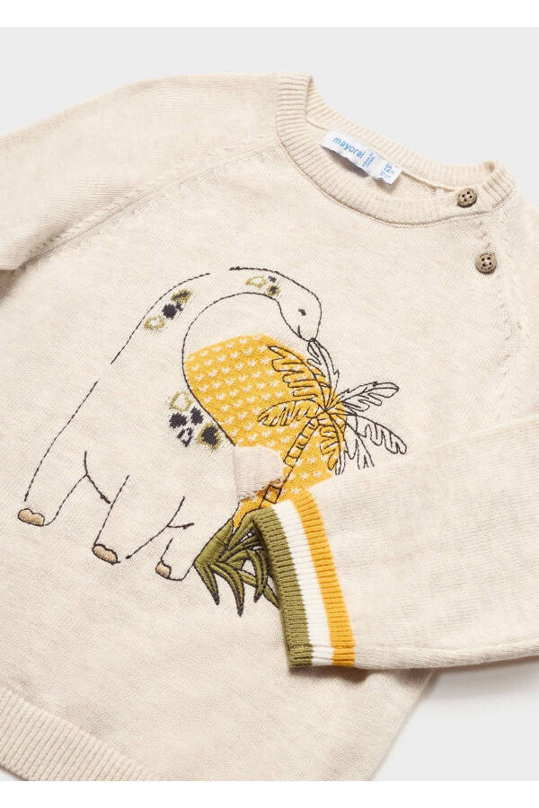 Baby Boy Dinosaur Detailed Knit Sweater - 5