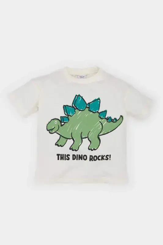 Baby Boy Dinosaur Printed Short Sleeve T-Shirt E107 - DEFACTO