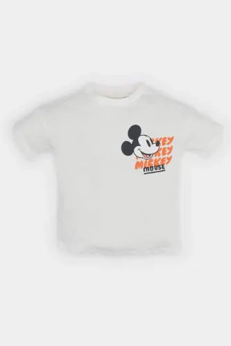 Baby Boy Disney Mickey & Minnie Short Sleeve T-Shirt E7175A525SM-Ecru - 1