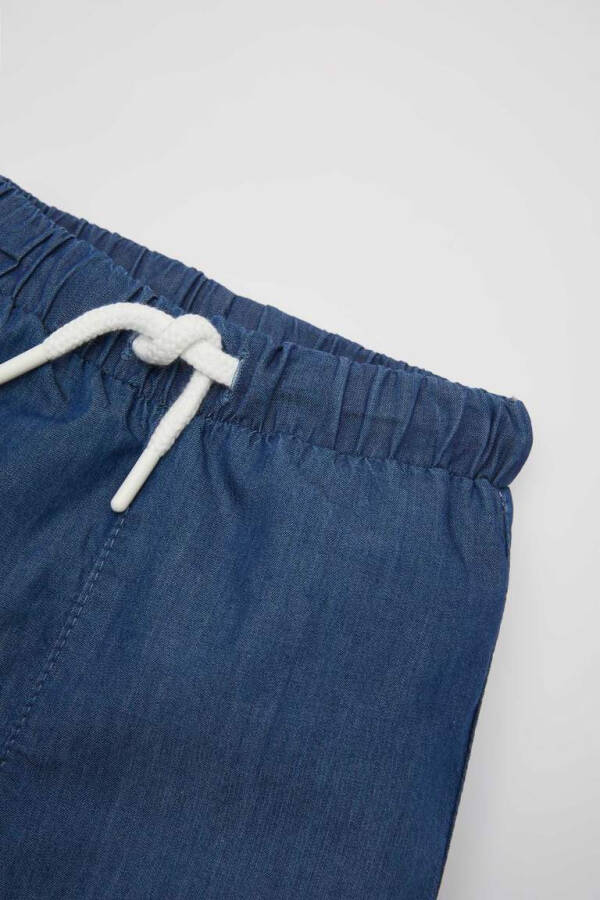 Baby Boy Drawstring Jean Shorts Mint Blue - 4