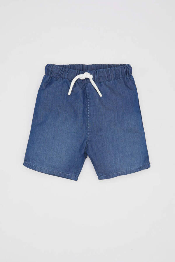 Baby Boy Drawstring Jean Shorts Mint Blue - 7