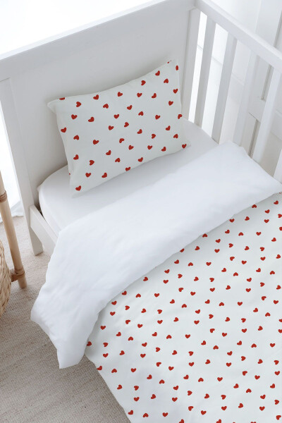 Baby Boy Duvet Cover Set (100x150) - Iconic Series - Red Hearts - 3