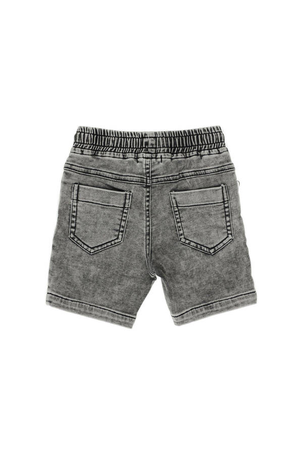 Baby Boy Elastic Waist Black Denim Shorts - 2