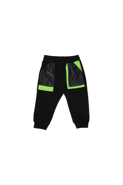 Baby Boy Elastic Waist Black Sweatpants - 1