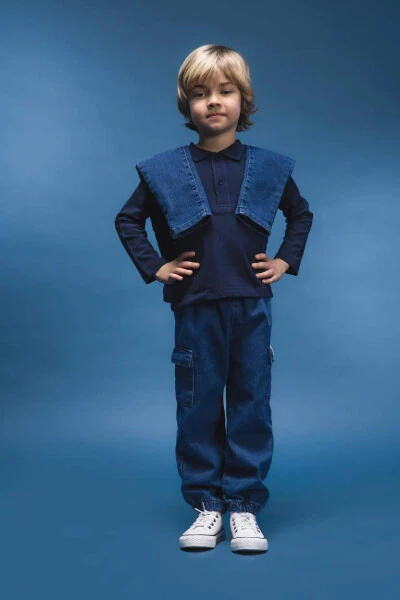 Baby Boy Elastic Waist Jeans Mint Blue - DEFACTO (1)