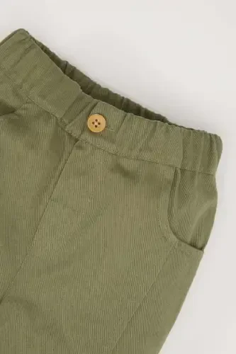 Baby Boy Elastic Waist Straight Leg Gabardine Pants-Khaki - DEFACTO (1)