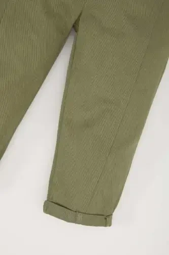 Baby Boy Elastic Waist Straight Leg Gabardine Pants-Khaki - 3