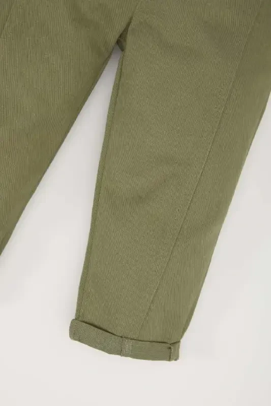 Baby Boy Elastic Waist Straight Leg Gabardine Pants-Khaki - 3