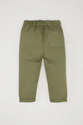 Baby Boy Elastic Waist Straight Leg Gabardine Pants-Khaki - 4