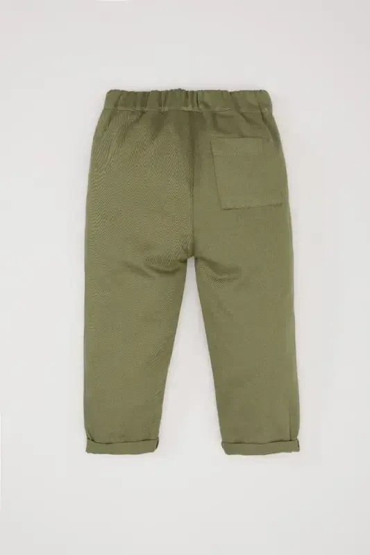 Baby Boy Elastic Waist Straight Leg Gabardine Pants-Khaki - 4