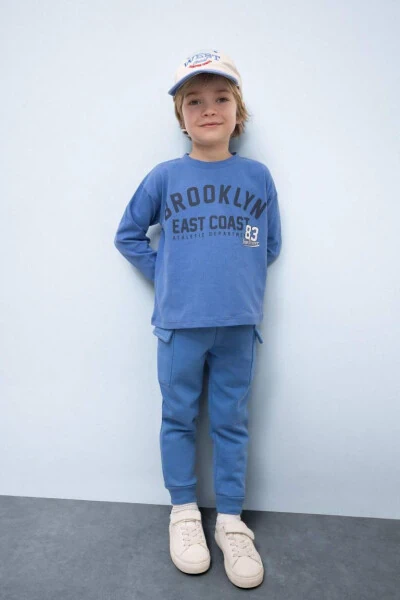 Baby Boy Elastic Waistband Joggers with Pockets, Dark Blue - DEFACTO