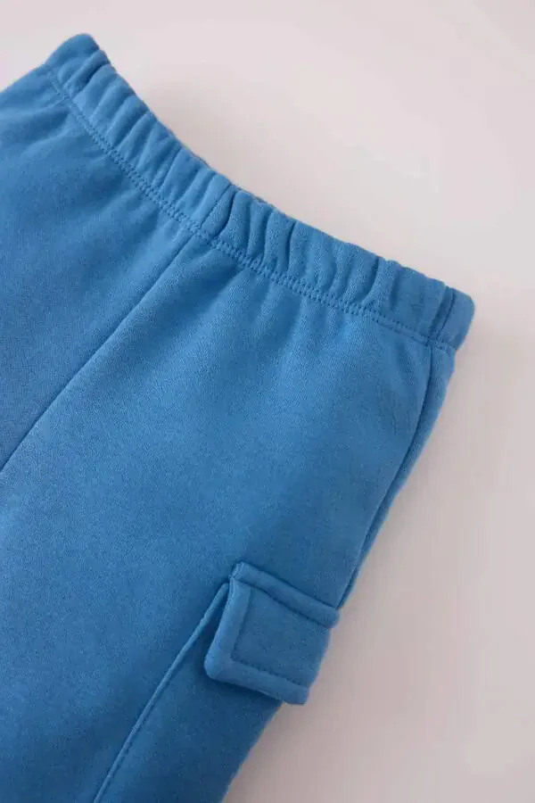 Baby Boy Elastic Waistband Joggers with Pockets, Dark Blue - 3