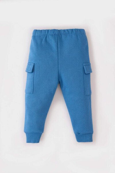 Baby Boy Elastic Waistband Joggers with Pockets, Dark Blue - 4