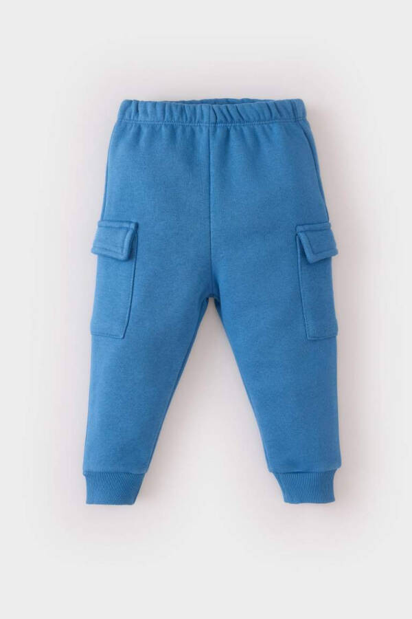 Baby Boy Elastic Waistband Joggers with Pockets, Dark Blue - 2