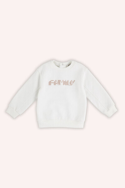 Baby Boy Embroidered Ecru Sweatshirt - PANÇO