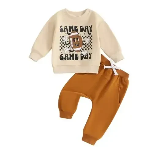 Baby Boy Fall Clothes Set Long Sleeve Letter Print Sweatshirt Pants Toddler Infant Outfits 6 12 18 24 Months 2T - 1