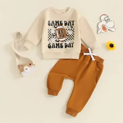Baby Boy Fall Clothes Set Long Sleeve Letter Print Sweatshirt Pants Toddler Infant Outfits 6 12 18 24 Months 2T - 2