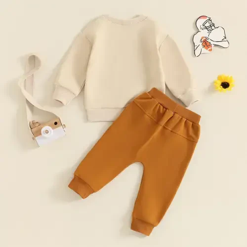Baby Boy Fall Clothes Set Long Sleeve Letter Print Sweatshirt Pants Toddler Infant Outfits 6 12 18 24 Months 2T - 3