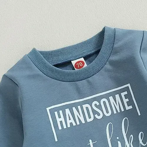 Baby Boy Fall Clothes Set Long Sleeve Letter Print Sweatshirt Pants Toddler Infant Outfits 6 12 18 24 Months 2T - 4