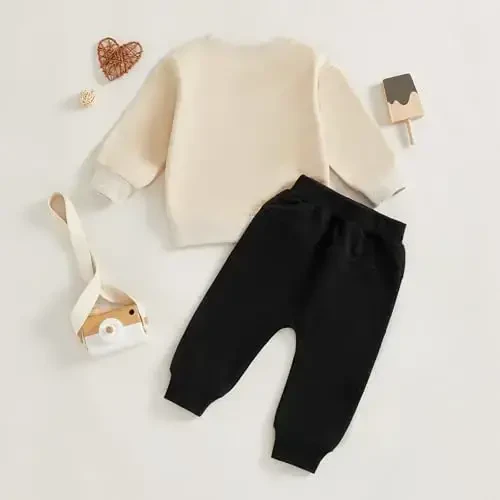 Baby Boy Fall Clothes Set Long Sleeve Letter Print Sweatshirt Pants Toddler Infant Outfits 6 12 18 24 Months 2T - 7