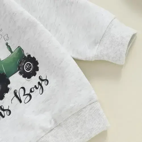 Baby Boy Fall Clothes Set Long Sleeve Letter Print Sweatshirt Pants Toddler Infant Outfits 6 12 18 24 Months 2T - 5