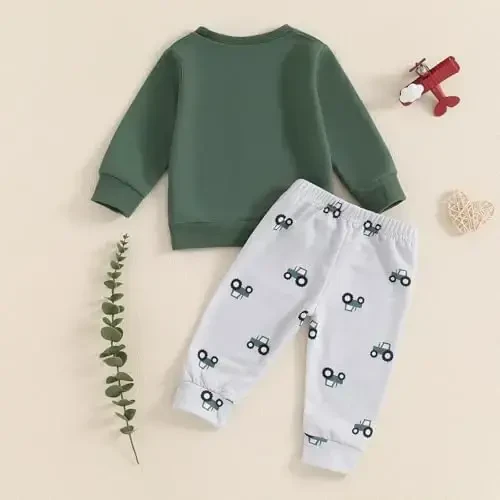 Baby Boy Fall Clothes Set Long Sleeve Letter Print Sweatshirt Pants Toddler Infant Outfits 6 12 18 24 Months 2T - 3